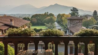 The view from the hotel room balcony at Relais Franciacorta