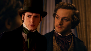 Finn Jones and Pico Alexander in Dickinson Season 2. 