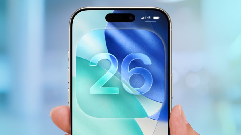 ios 26 logo on an iphone