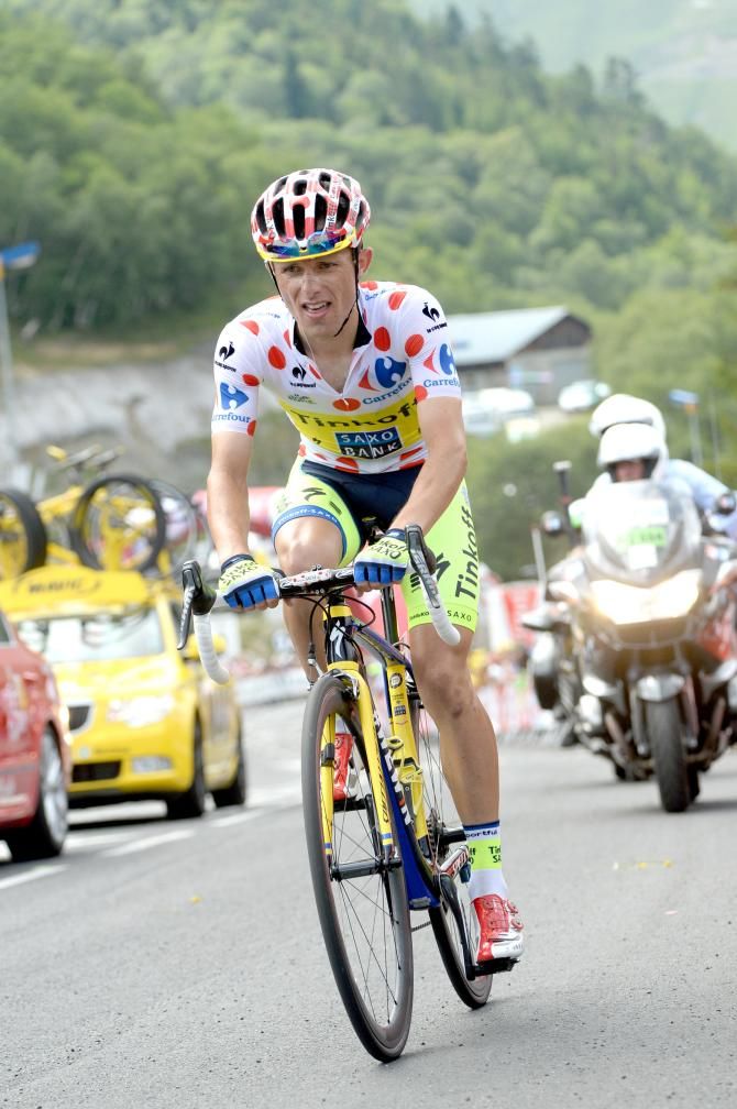Rafal Majka (Tinkoff-Saxo) heads up the Pla d'Adet