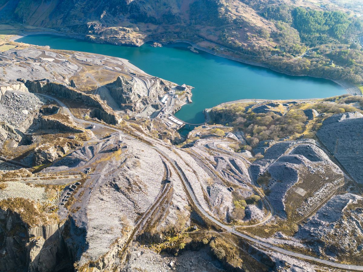 A mountain landscape photographed from a drone