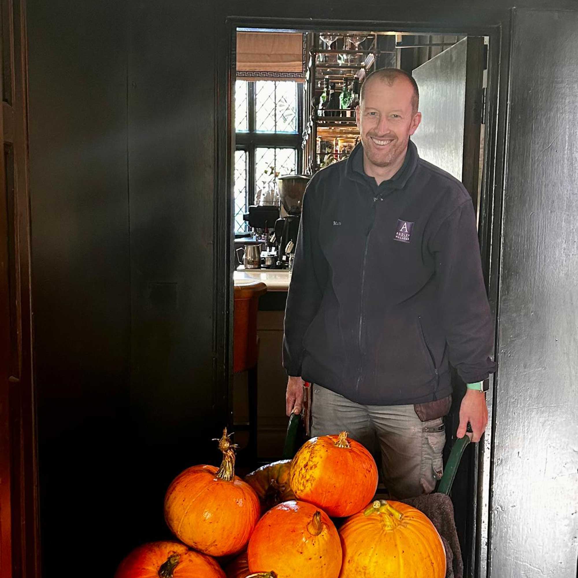 Mark Dwelly with pumpkins