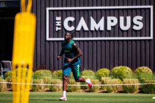 FARO, PORTUGAL - JULY 16: Tolu Arokodare of Wolverhampton Wanderers during a preseason training session on July 16, 2026 in Faro, Portugal. (Photo by Brett Patzke - WWFC/Wolves via Getty Images)