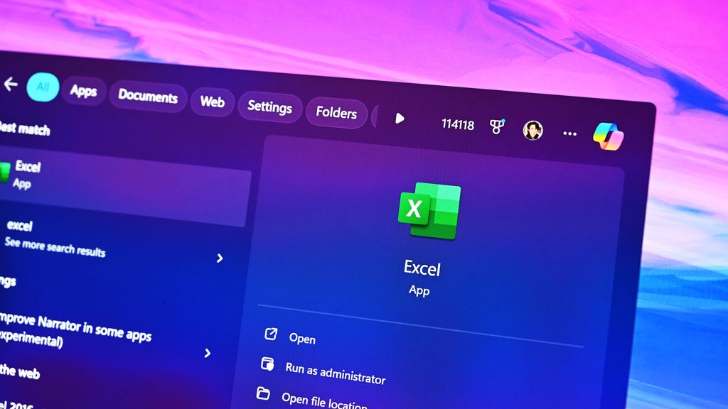 Microsoft Excel app in the Windows 11 Start menu (2025).