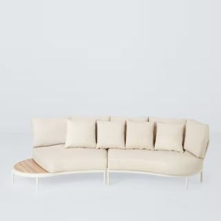 John Lewis Lozenge 4-Seater Modular Curved Garden Sofa, Cream