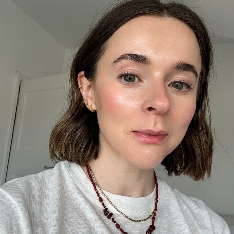 Grace wearing Rare Beauty Soft Pinch Luminous Powder Blush