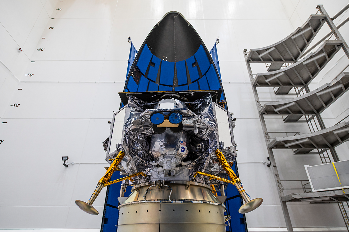 Der Peregrine-Mondlander wurde vor dem Start am 8. Januar auf einer ULA-Vulcan-Rakete montiert