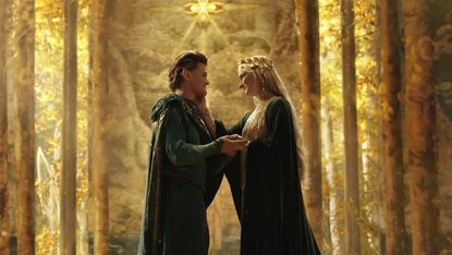 Robert Aramayo and Morfydd Clark in Lord of the Rings: The Rings of Power