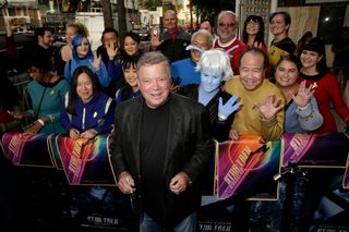 William Shatner, who played James T. Kirk on the original "Star Trek" TV show, posed with fans at the premiere of "Star Trek: Discovery."