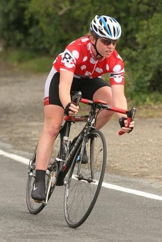 Nicole Cooke in the mountain's jersey