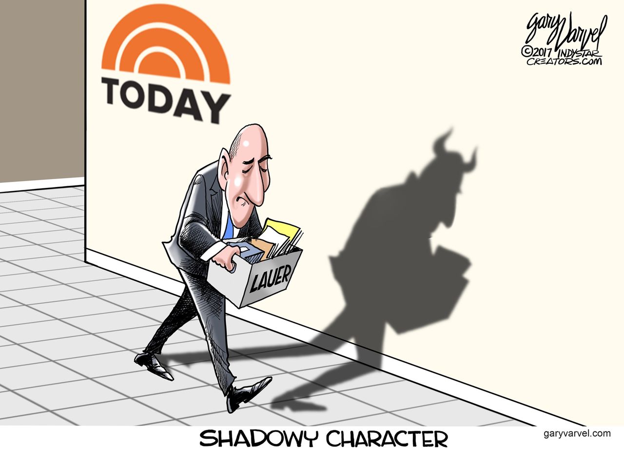 Political cartoon U.S. Matt Lauer sexual harassment Today