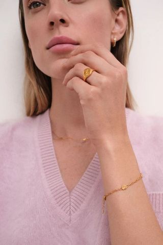 Gold Biography Heart Station Bracelet