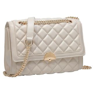 White quilted crossbody bag with chain strap