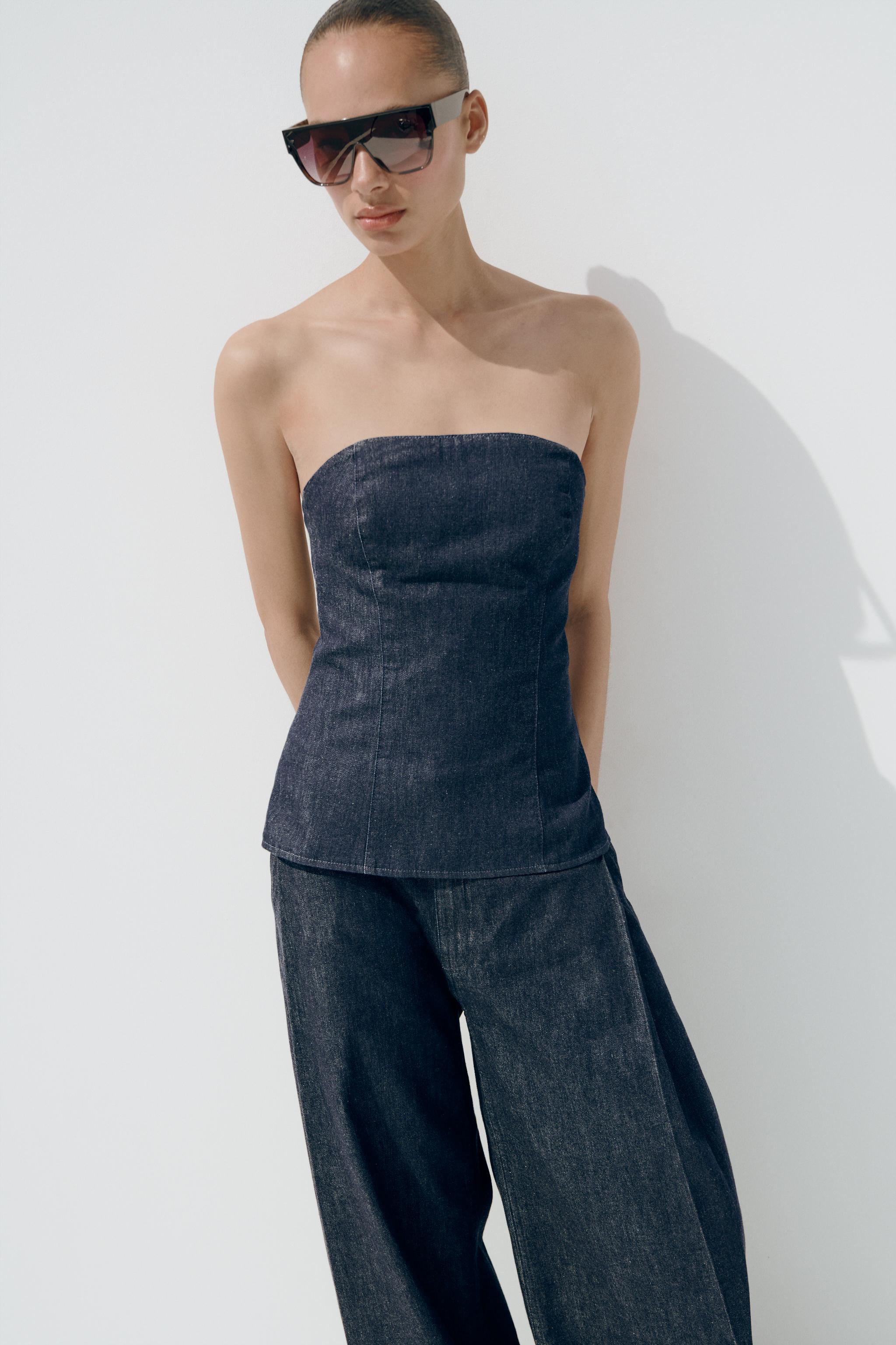 TRF Denim Bandeau Top