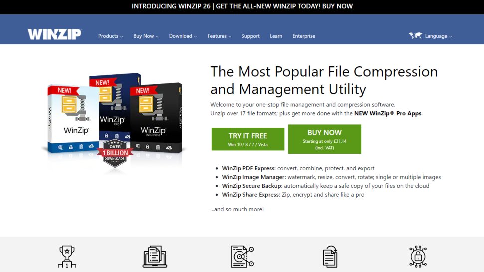 Website screenshot for WinZip