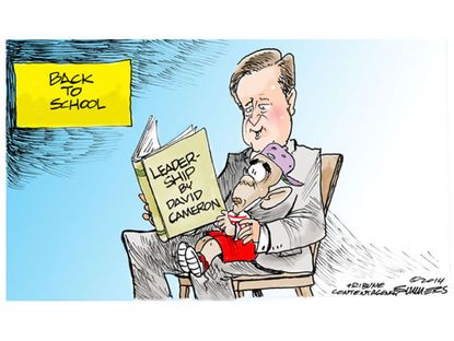 Editorial cartoon Obama Cameron leadership