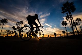 A cyclist in Santa Monica, California