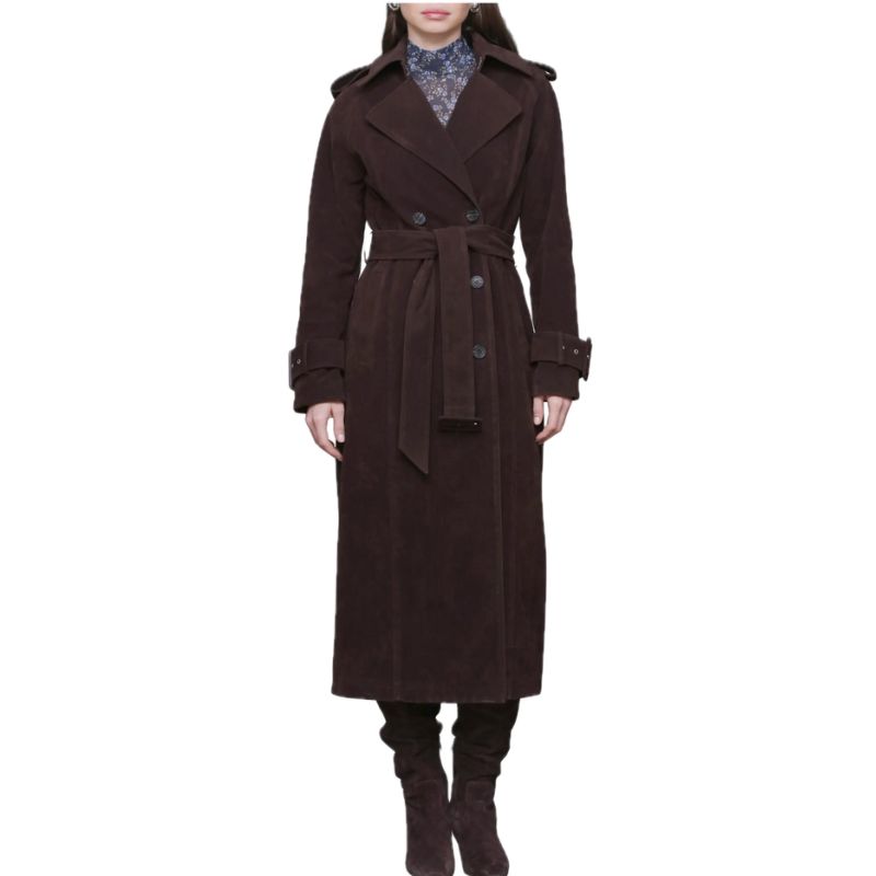 model wearing a brown trench coat
