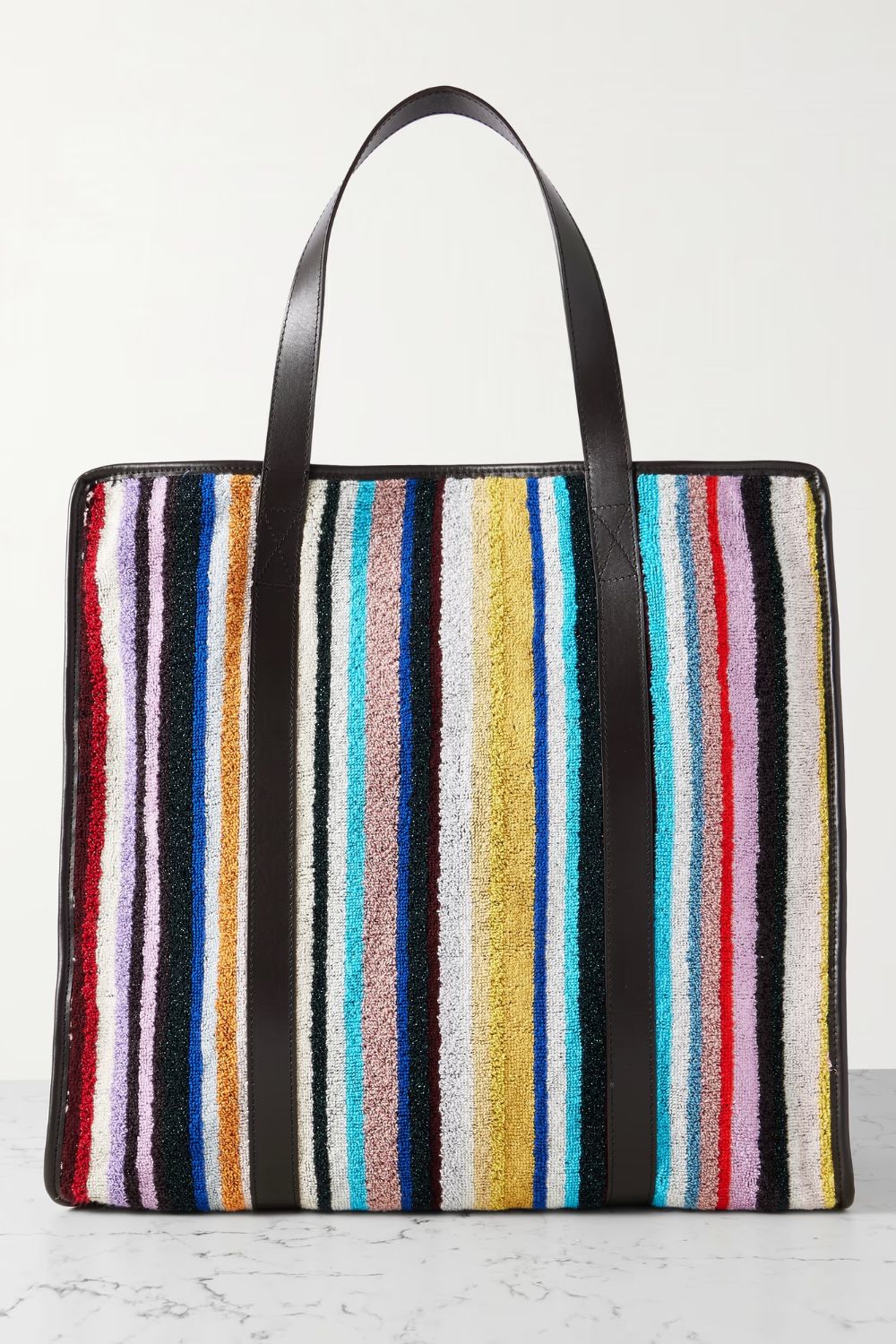 Missoni Chandler leather-trimmed striped terry tote