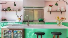 Pink and green kitchen paint color idea