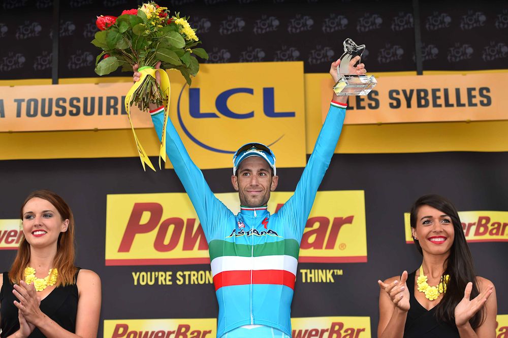 Vincenzo Nibali on the stage 19 podium