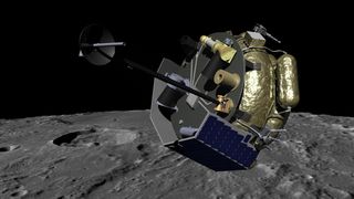 Moon Express Lunar Lander Orbiting the Moon