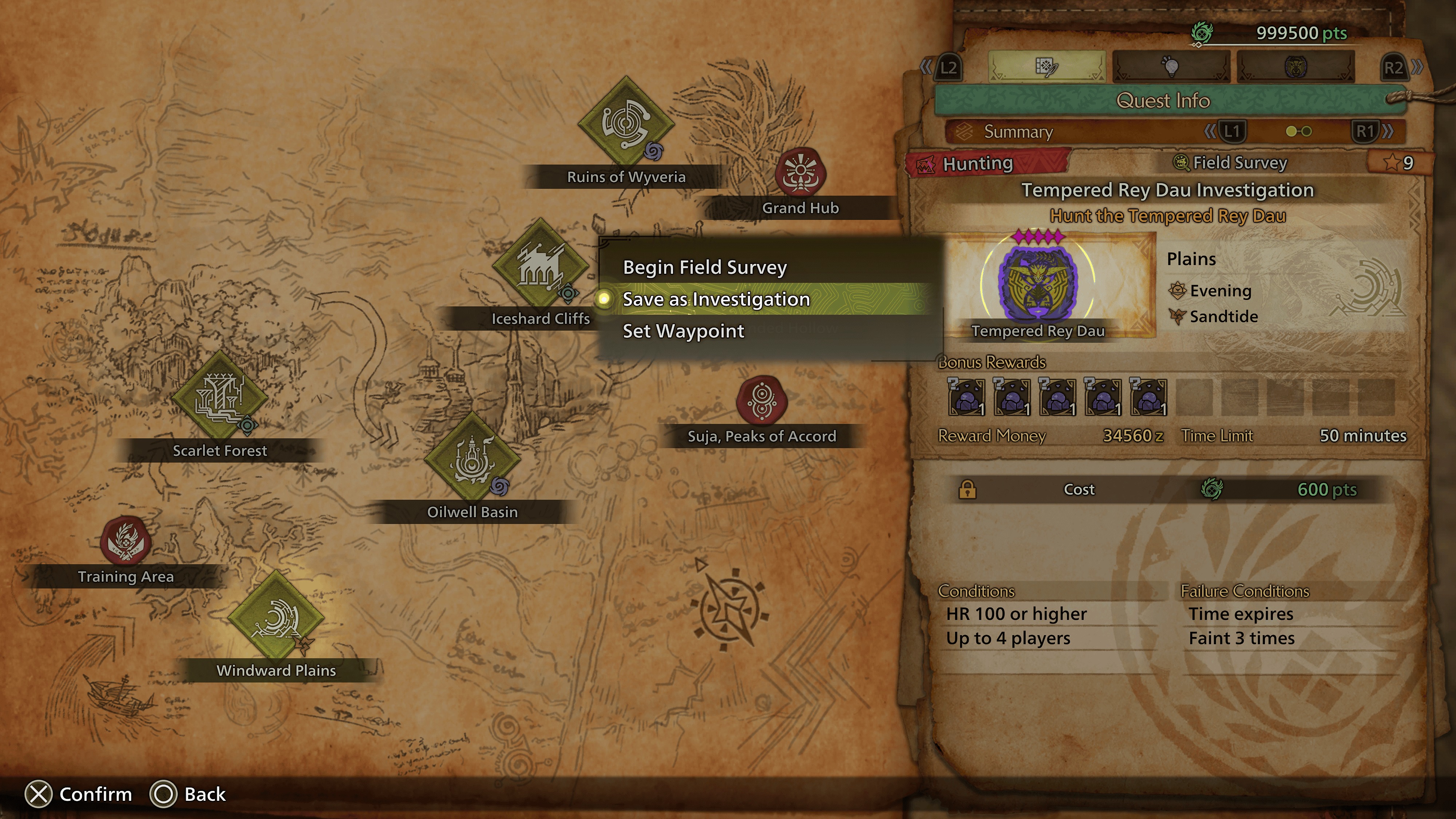 In-game screenshot of new Tempered Monsters reward system in Monster Hunter Wilds