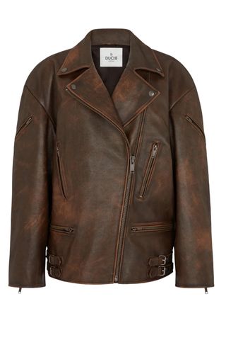 Samantha Distressed Leather Biker Jacket