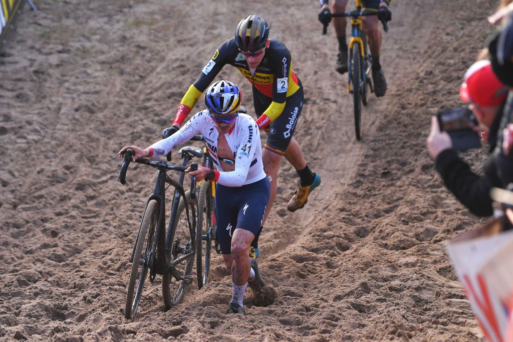 ZONHOVEN BELGIUM DECEMBER 08 Tom Pidcock of United Kingdom and Team TP Racing Toon Aerts of Belgium and Team Telenet Baloise Lions during the 24th Superprestige Zonhoven 2019 superprestige zonhoven TelenetSuperprestige on December 08 2019 in Zonhoven Belgium Photo by Luc ClaessenGetty Images