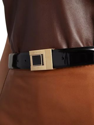 Saint Laurent, Buckle Belt in Shiny Leather