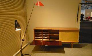 Record table and counterbalanced floor lamp