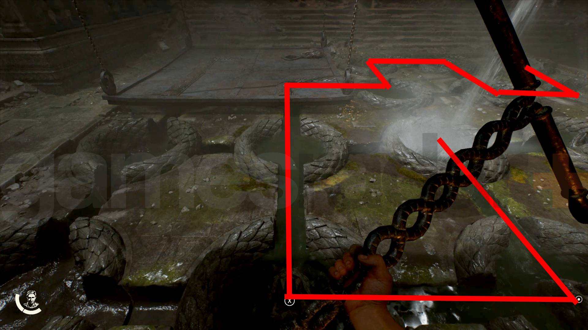 Indiana Jones serpent water puzzle