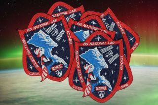 CASIS mission patches, featuring Marvel Comics' Rocket Raccoon and Groot characters, were launched to the International Space Station in February 2017.