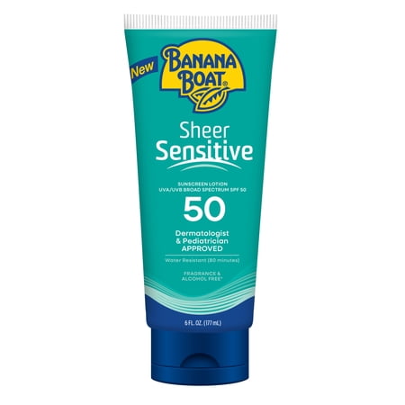Banana Boat Sheer Sensitive, Sunscreen Lotion Spf 50, Sunblock for Kids &amp;amp; Adults, 6 Fl Oz