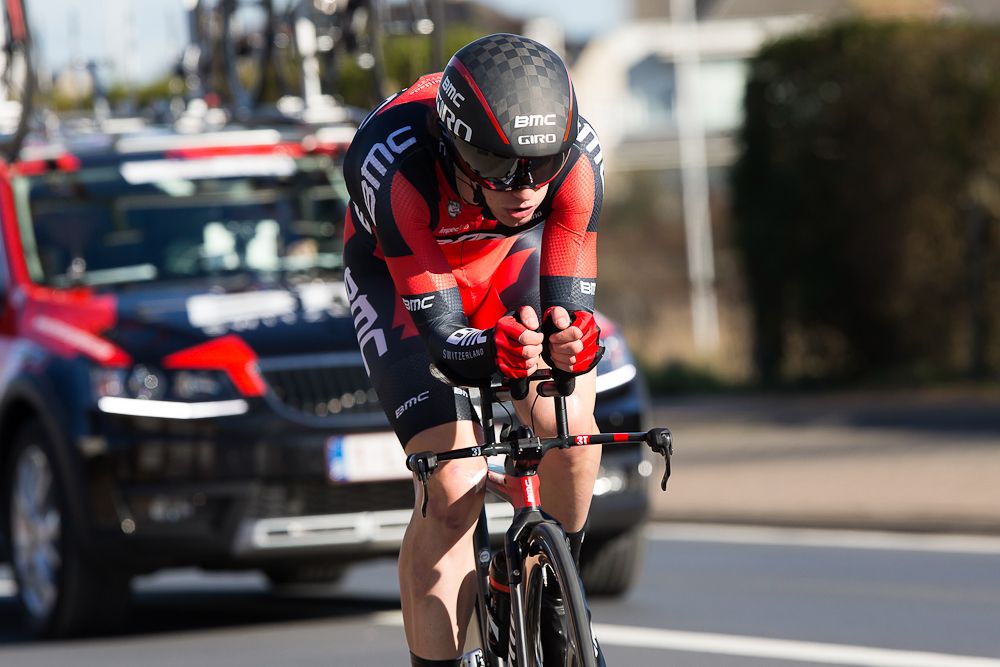 Tom Bohli (BMC) rides to the prologue win at Driedaagse van West-Vlaanderen