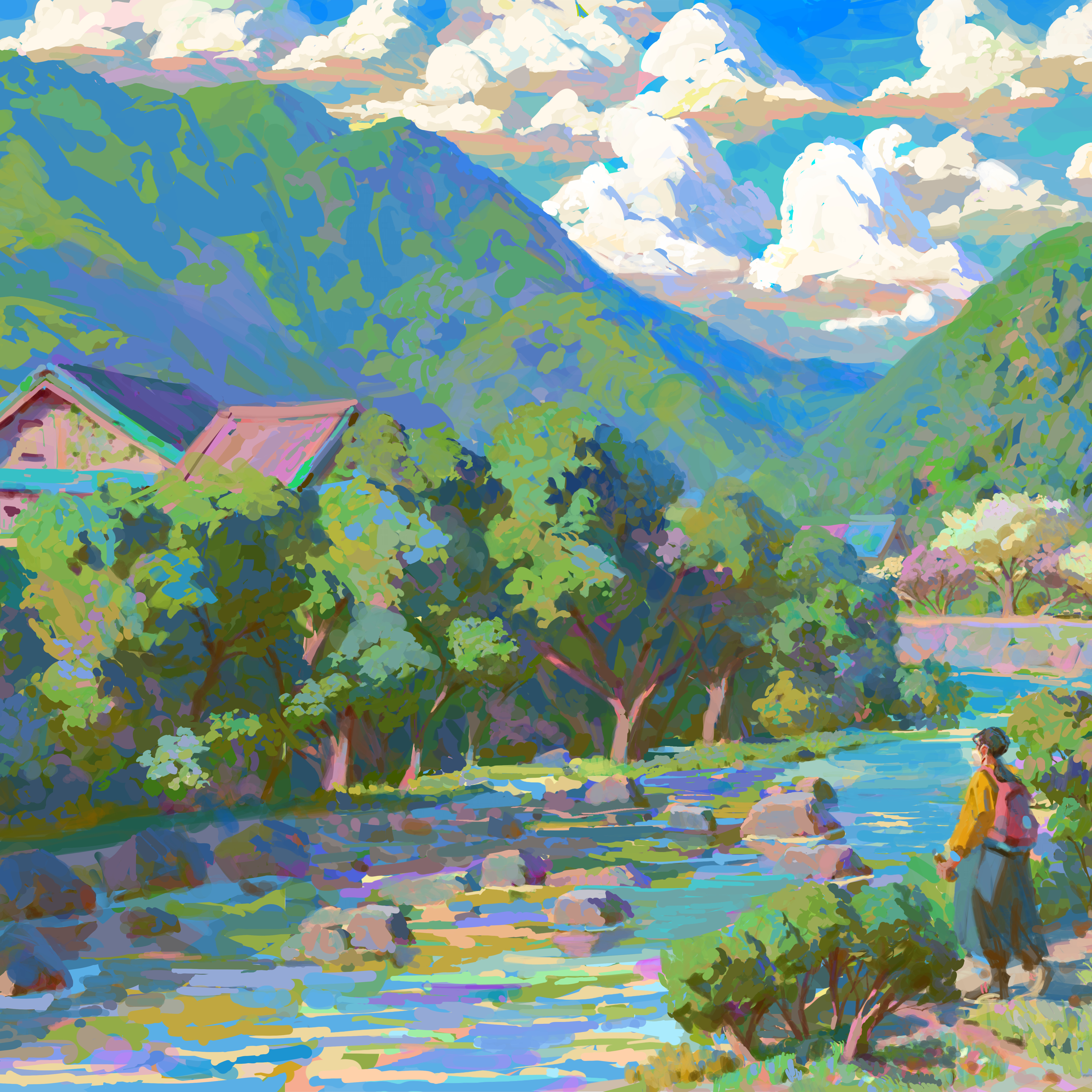 Cinematic environments; a mountain scene