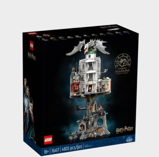 Lego Gringotts box on a plain background