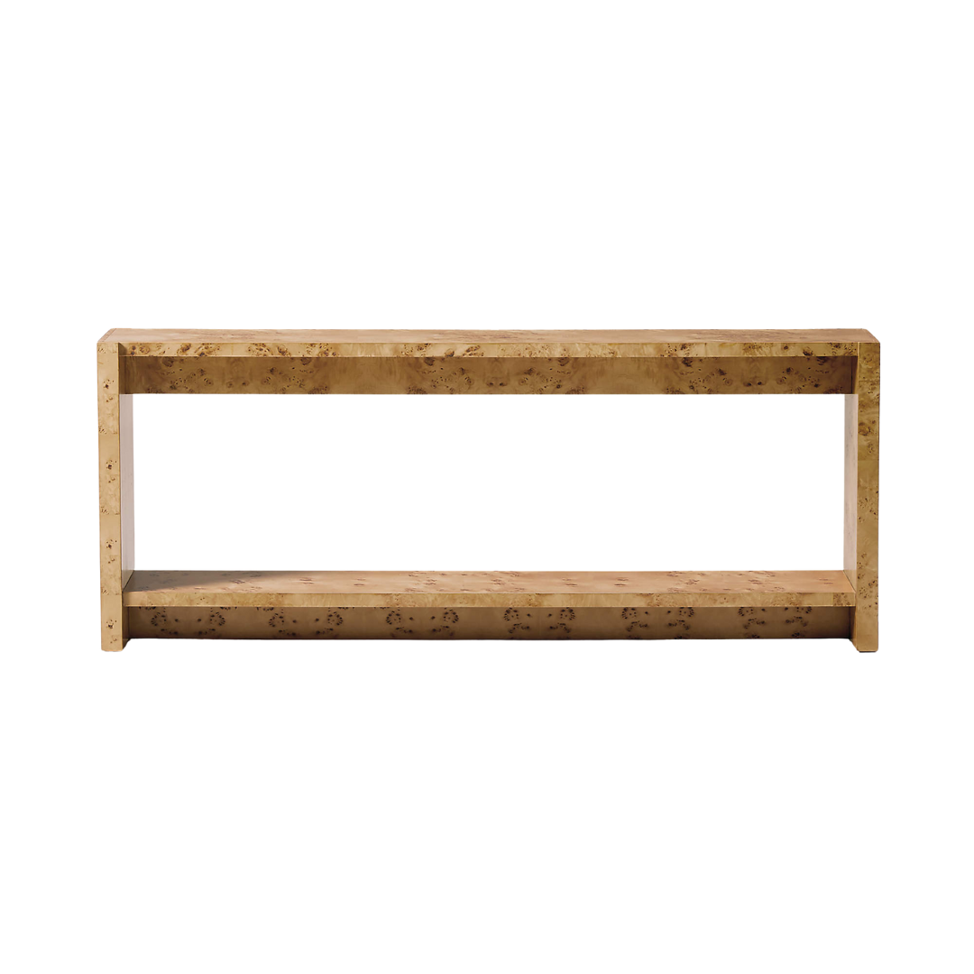 CB2, Niche Neutral Burl Wood Console Table