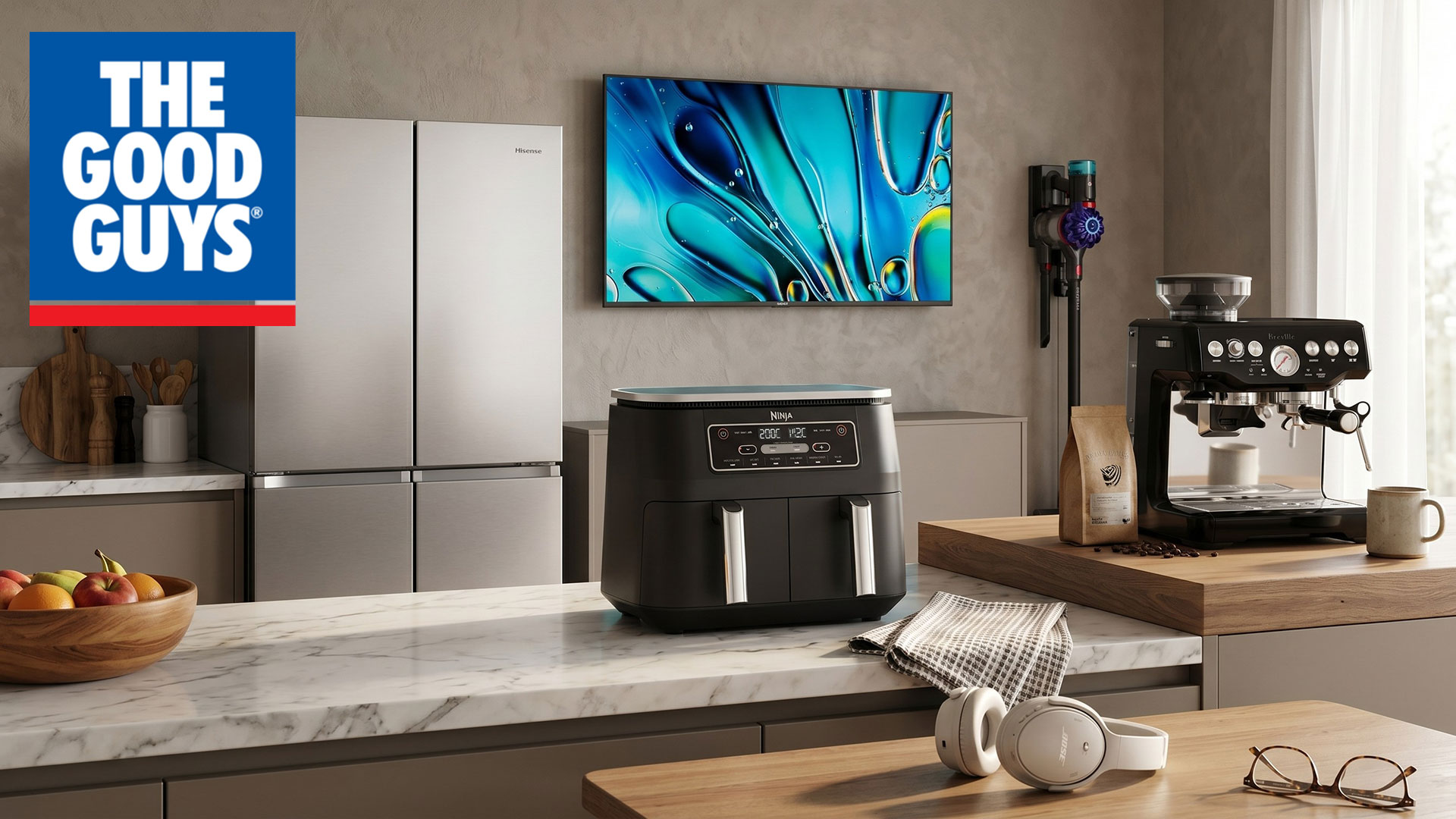 Various products displayed in a kitchen environment