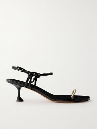 Twisted Glossed-Leather Sandals