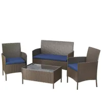 ECOPATIO 4PCS Patio Wicker Furniture Set