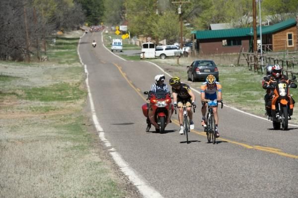 Danny Summerhill (Holowesko Partners) and Nathan Brown (Trek - Livestrong) know their time off the front will be ending soon when they can see the pack behind them.