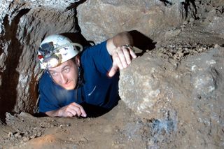 man at hadrian's villa underground tunnels