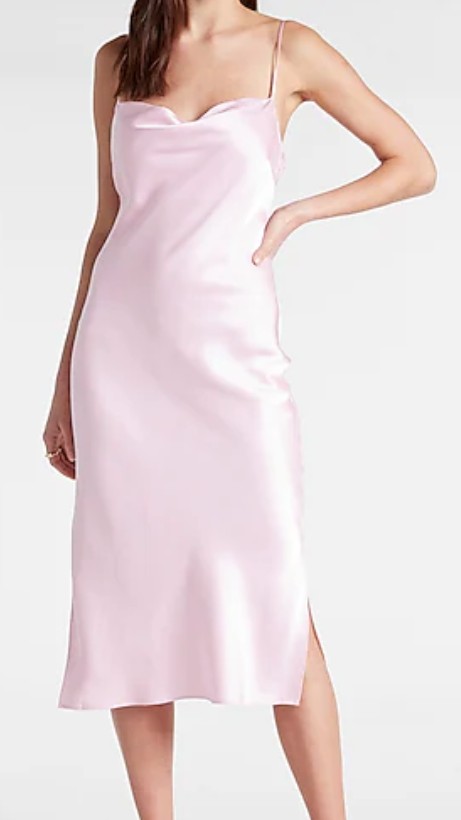 open lace back dress Zara Orchid Pink Satin Cami Maxi Dress