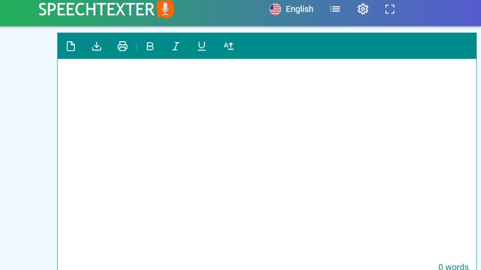 Website screenshot of SpeechTexter (November, 2025)