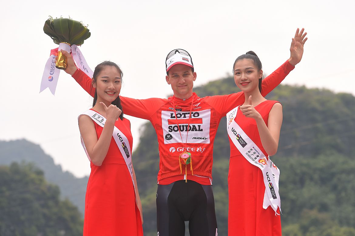 Tim Wellens in the leader's jersey