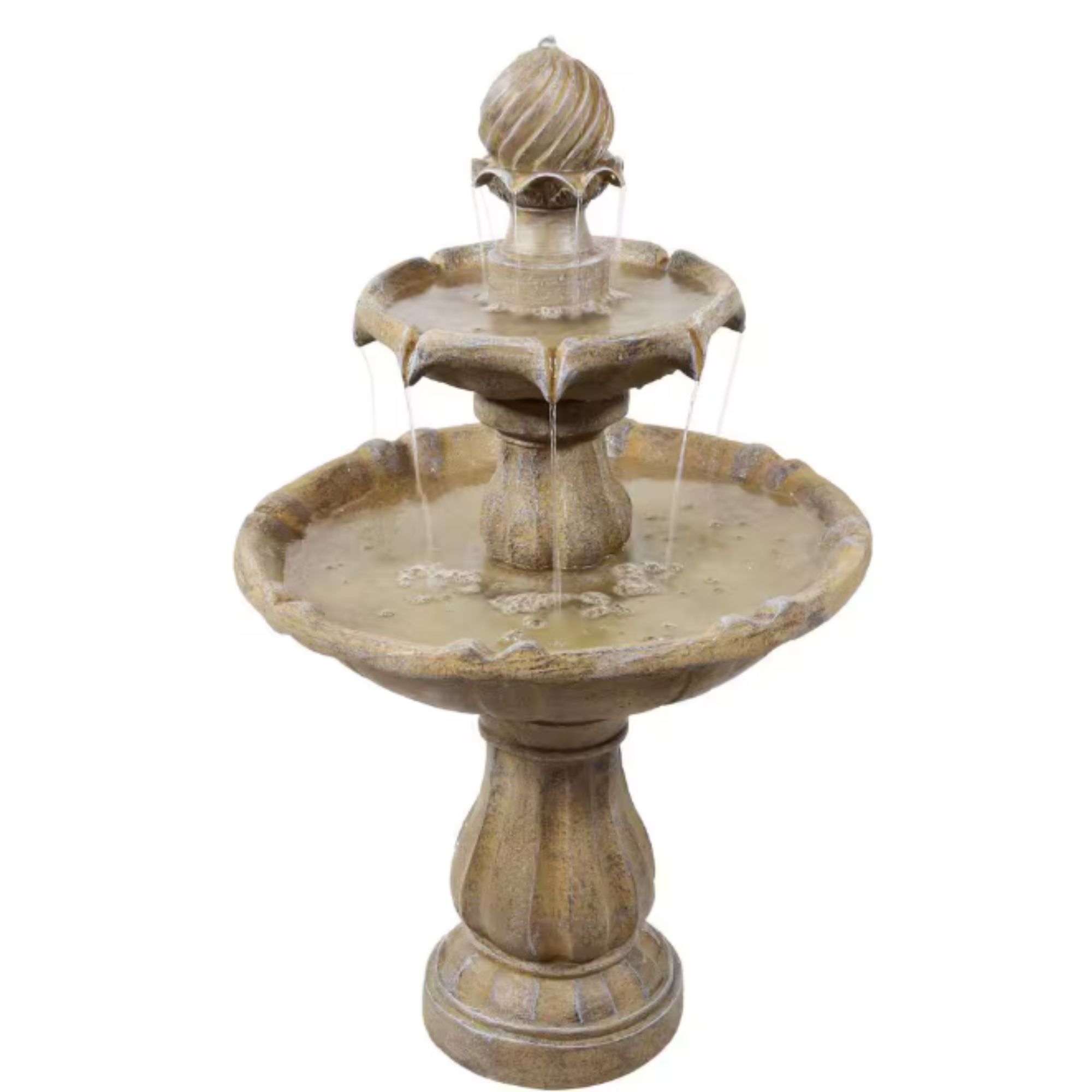 2-Tier Earth Solar Outdoor Tiered Water Fountain