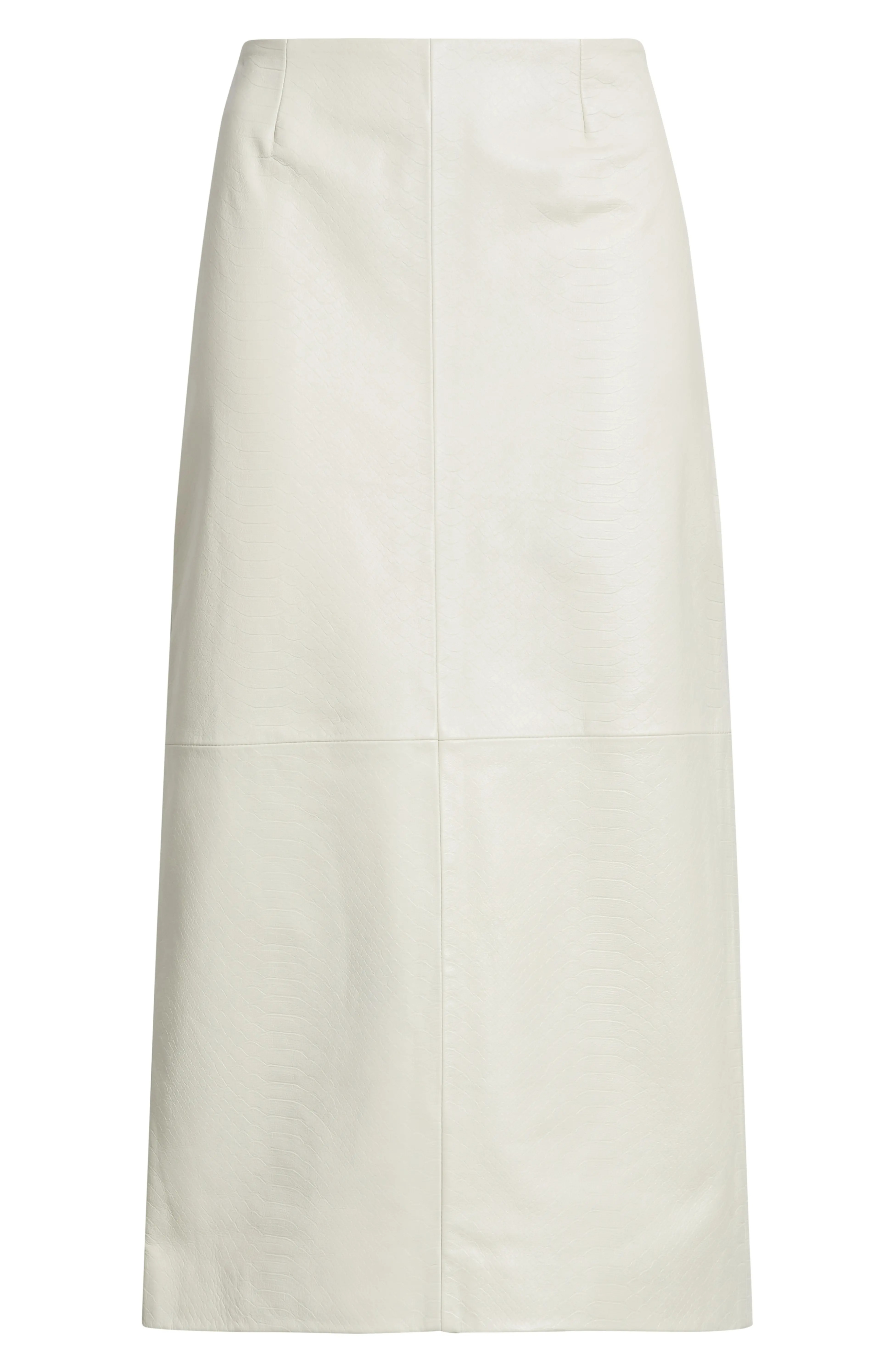 Croc Embossed Leather Pencil Midi Skirt