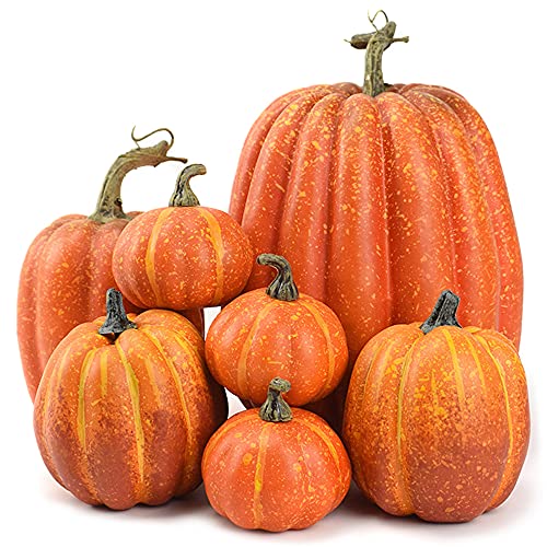 Otmvicor 7pcs Artificial Pumpkin,fake Pumpkin,autumn Decoration for Thanksgiving Halloween Christmas