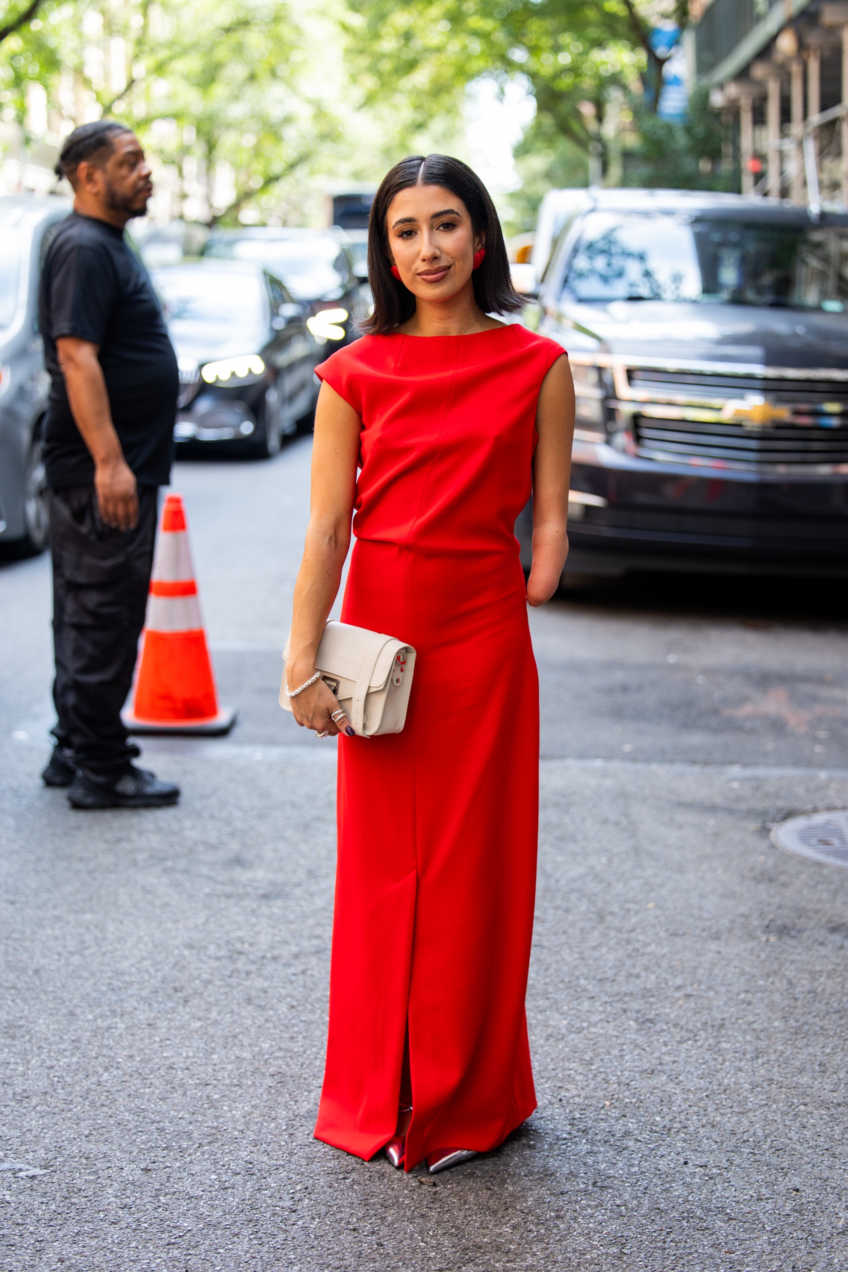 The red color trend on the street style scene at New York Fashion Week Spring/Summer 2027